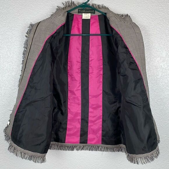 Harve Benard Vintage Houndstooth Women's 100% Wool Zipper Jacket | Size 10 - Picture 6 of 12